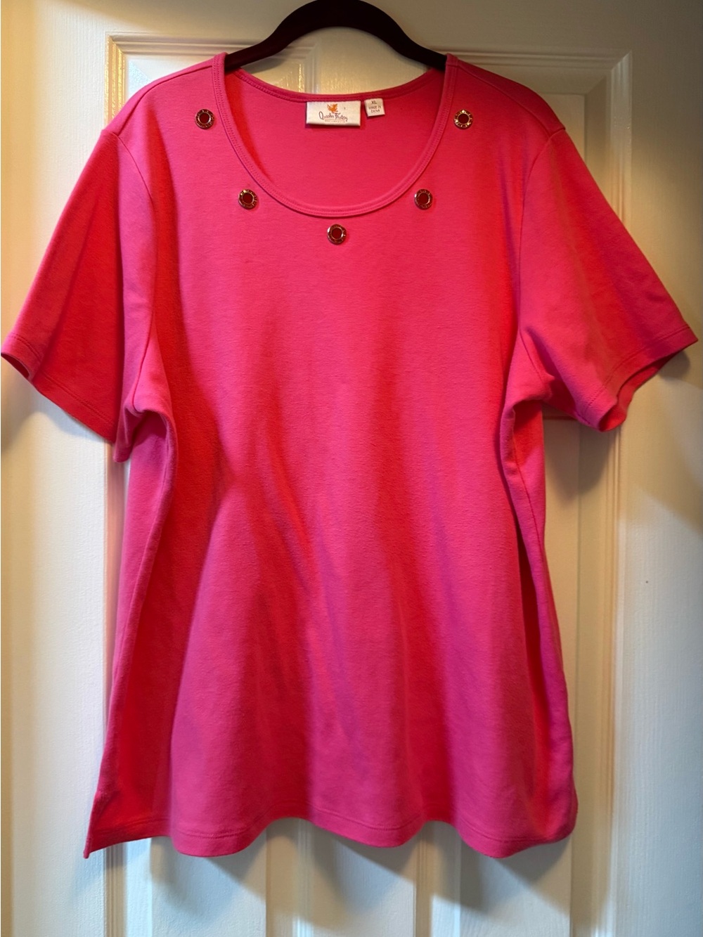 QUACKER FACTORY Rhinestone Grommet Tee Shirt-XL